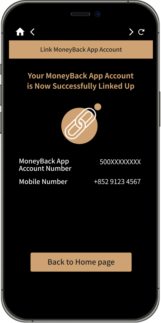 link up MoneyBack App account step 5