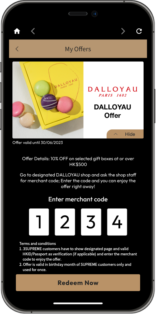 Enjoy the redeemed offer at merchant shop Step 3