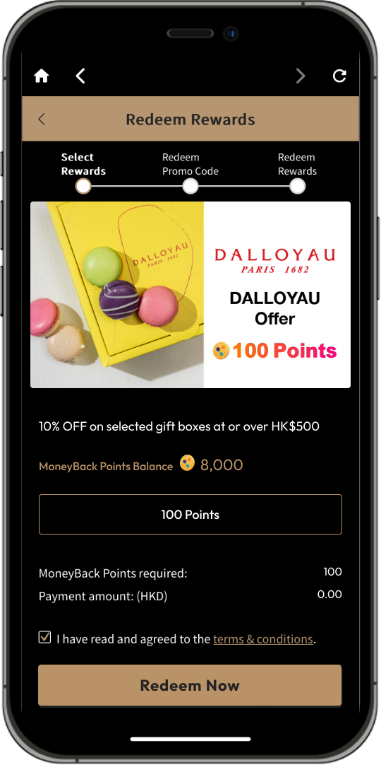 How To Redeem birthday-exclusive offer using MoneyBack Points Step 3