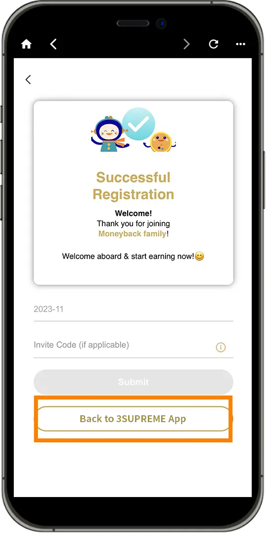 link up MoneyBack App account step 6